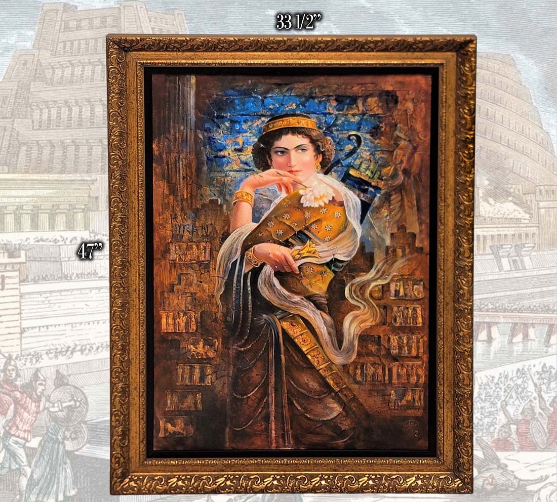 Artwork by Hojat Shakiba, Persian Oil On Canvas Of Great Cyrus's Wife ' Cassandane ' Signed By Hojat Shakiba, Made of oil on canvas