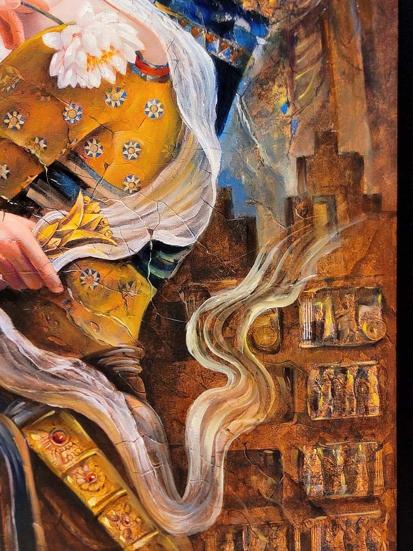 Artwork by Hojat Shakiba, Persian Oil On Canvas Of Great Cyrus's Wife ' Cassandane ' Signed By Hojat Shakiba, Made of oil on canvas