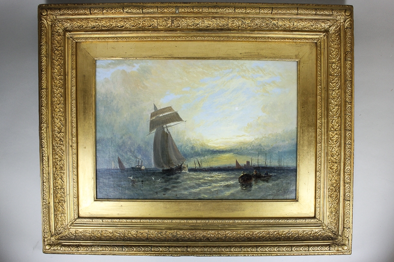 George Stainton | George Stainton (1838-1900) Shipping at sunset (1875 ...