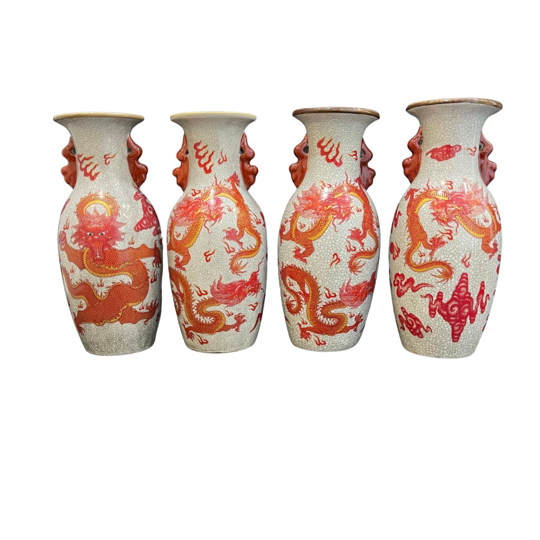 Qianlong | FOUR PIECES OF IRON RED GILT VASES | MutualArt