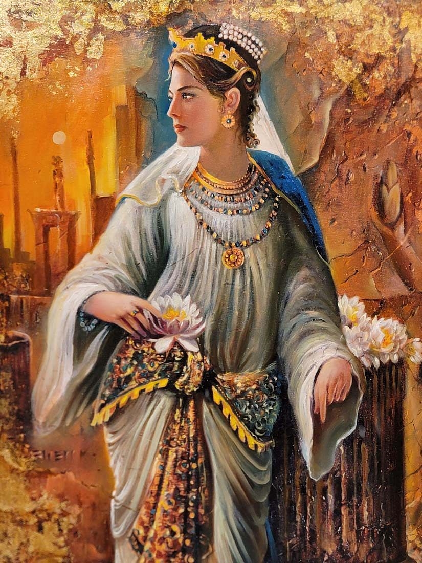 Artwork by Hojat Shakiba, Persian Oil On Canvas Of ' Atossa ' Signed By Hojat Shakiba, Made of oil on canvas