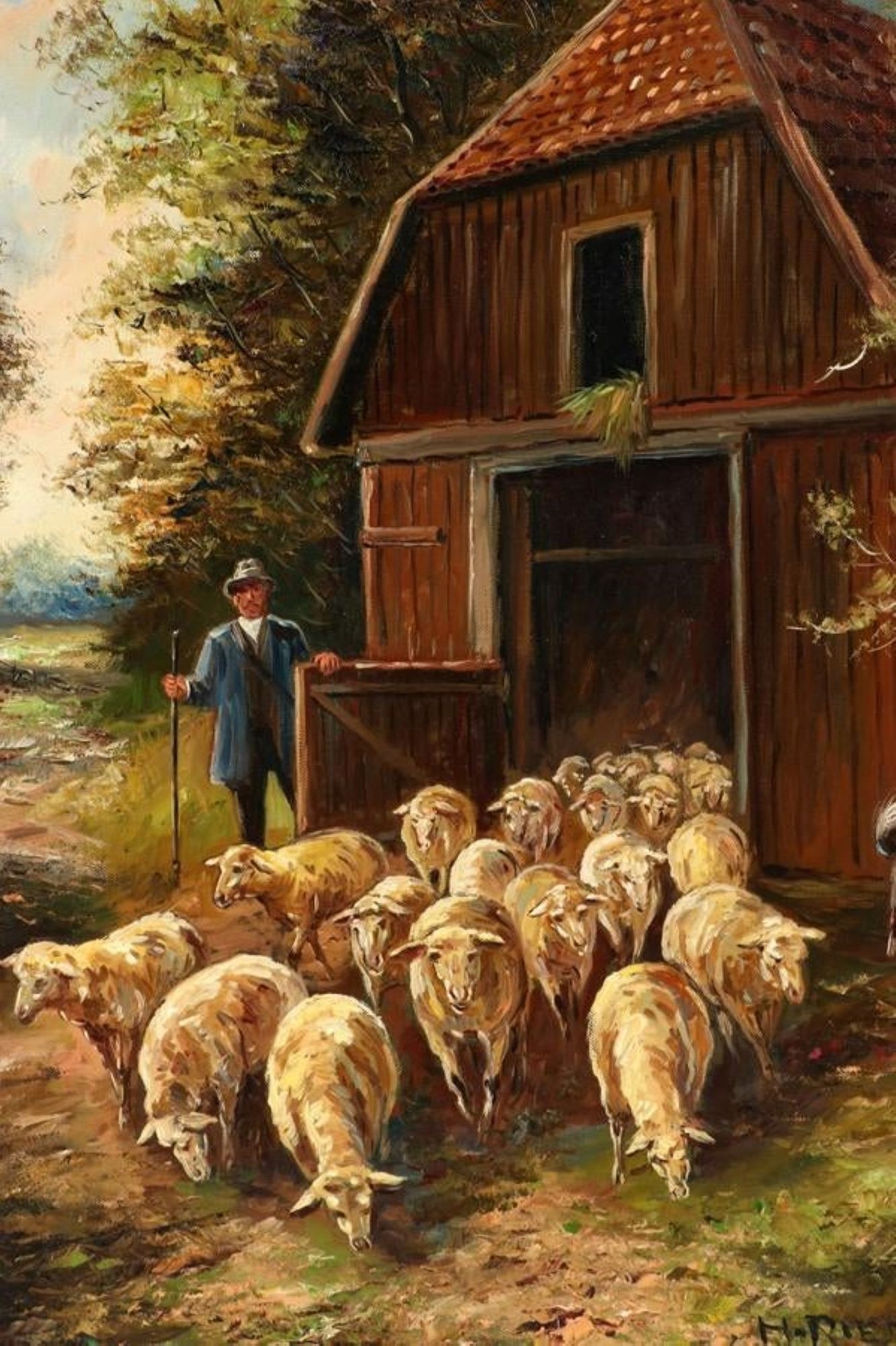 Hans Riedmann | Hans Riedmann (1913-1991) Shepherd Oil on Canvas ...