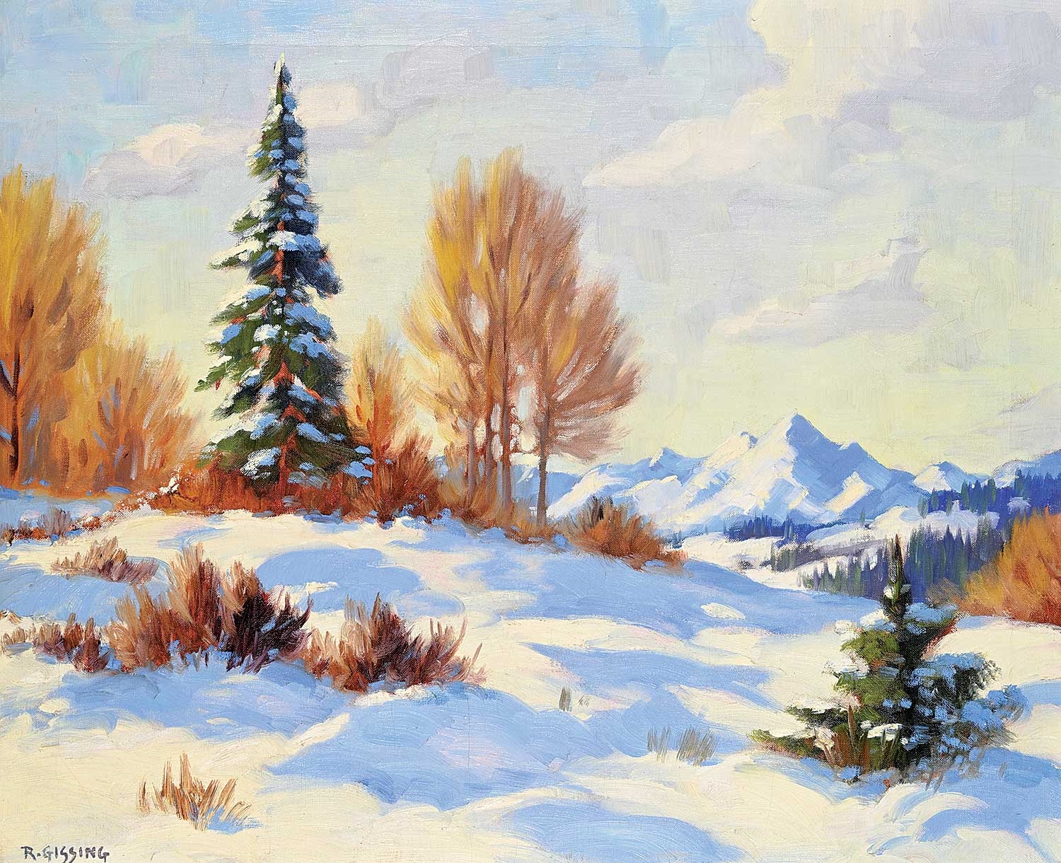 Artwork by Roland Gissing, Untitled - Snowy Mountain View, Made of oil on canvas