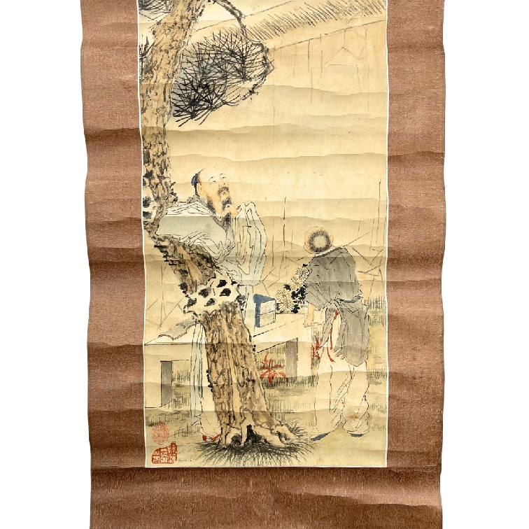 Artwork by Hua Zeyu, CHINESE INK AND COLOR PAINTING FIGURES AND PINE, Made of CHINESE INK AND COLOR PAINTING