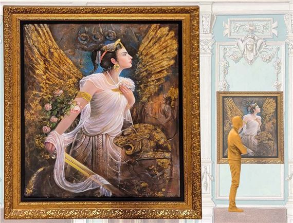 Persian Oil On Canvas Of ' Noble Commander ' Signed By Hojat Shakiba by Hojat Shakiba