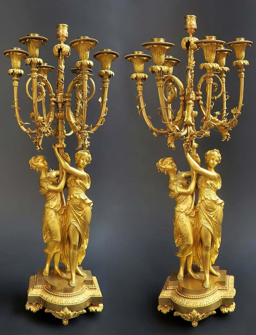 L. Marchand | Magnificent French Monumental Mercury Gilt Bronze Figural ...