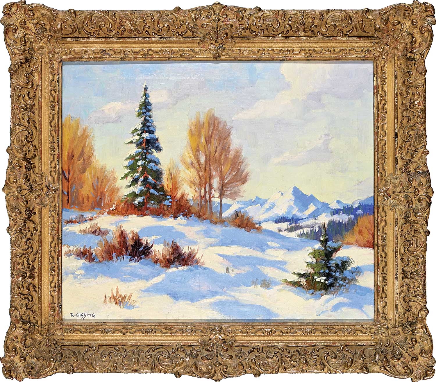 Artwork by Roland Gissing, Untitled - Snowy Mountain View, Made of oil on canvas