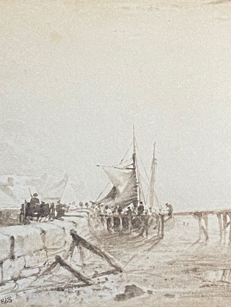 Artwork by George Sheffield, Georges SHEFFIELD Port Wash Monogrammed and dated lower left 12 x 16.5 cm, Made of Wash