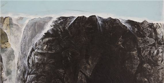 Neil Meitzler ''Dark Mountain'' 1960's Oil on Canvas 10.5''x20 by Neil Meitzler, 1960s