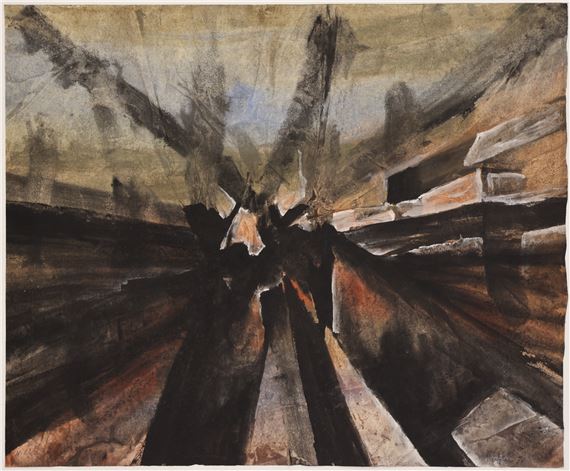 Neil Meitzler ''Dark Abstraction'' 1970 Casein on Paper 14''x17