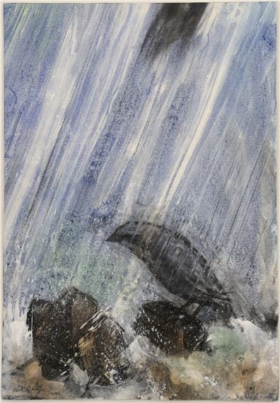 Neil Meitzler ''Bird in Waterfall'' 2006 Casein on Paper 19.5''x13.5