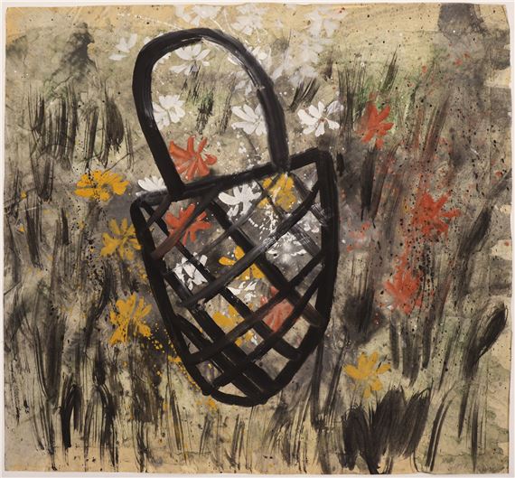 Neil Meitzler ''Mystic Flower Basket'' 1958 Casein on Paper 26.5''x28.5 by Neil Meitzler, 1958