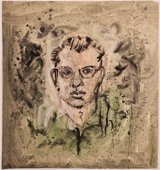 Neil Meitzler ''Self Portrait'' 1958 Casein on Paper 28.5''x26.5 by Neil Meitzler, 1958