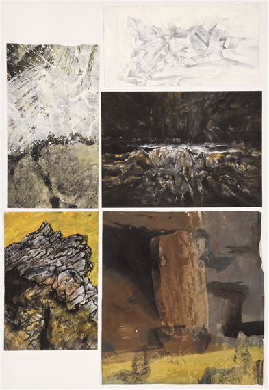 5pc Neil Meitzler 1960's Abstract Paintings Casein on Paper by Neil Meitzler, 1960s