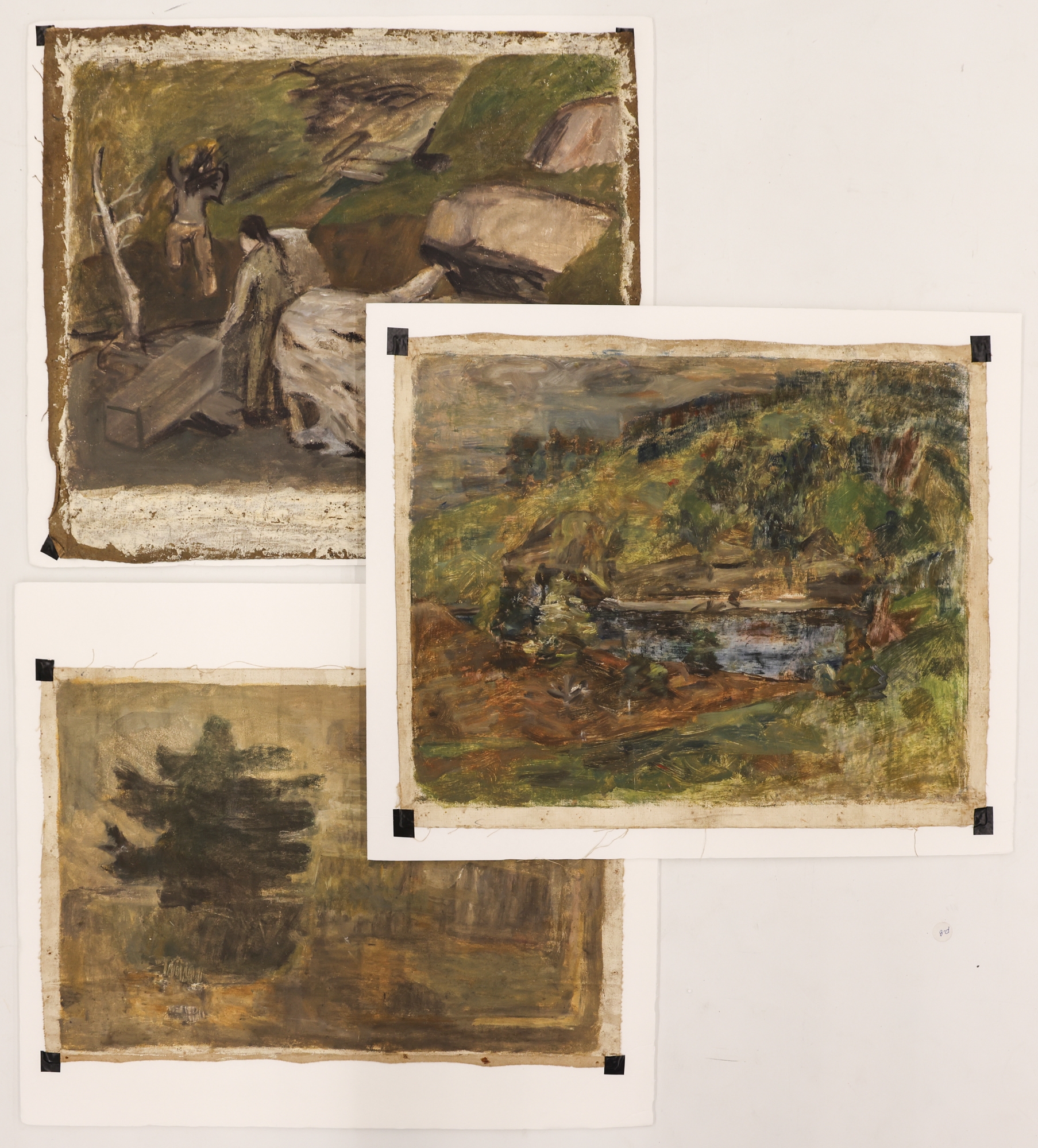 Arthur Runquist | 3pc Arthur Runquist Landscape Oils on Canvas 19''x21 ...