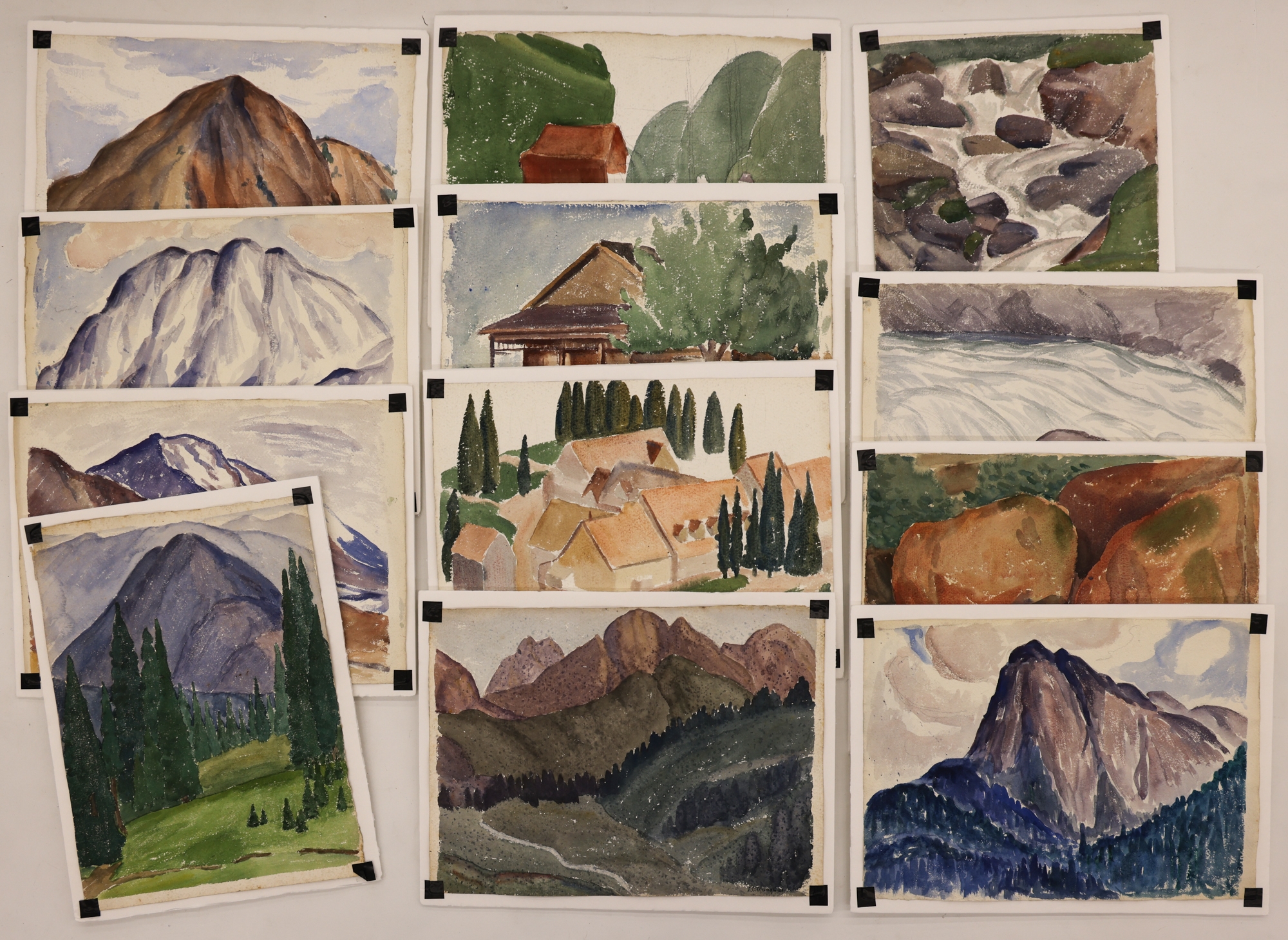 Arthur Runquist | 12pc Arthur Runquist Assorted Landscape Watercolors ...