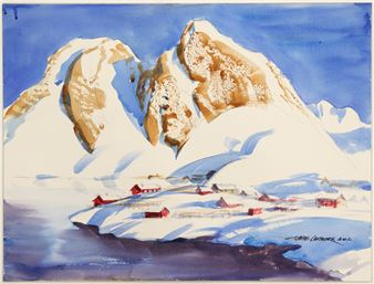 Jess Cauthorn ''Winter Mountains'' Watercolor on Paper 18''x24 - Jess Cauthorn