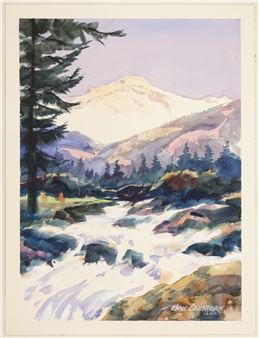 Jess Cauthorn ''Cascade Country'' Watercolor on Paper 24''x18 - Jess Cauthorn