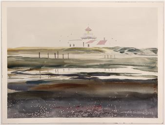 Jess Cauthorn ''Foggy Icon'' (Point no Point) Watecolor on Paper 18''x24 - Jess Cauthorn