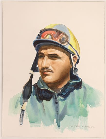 Jess Cauthorn ''The Jockey'' (Emerald Downs) Watercolor on Paper 24''x18