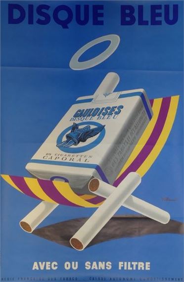 Bernard Villemot | GITANES 20 CIGARETTES et GAULOISES DISQUE BLEU  Chabrillac imprimeurs