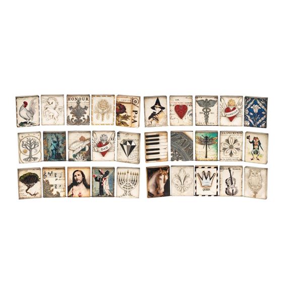 A Group of 30 Sid Dickens Memory Tiles by Sid Dickens