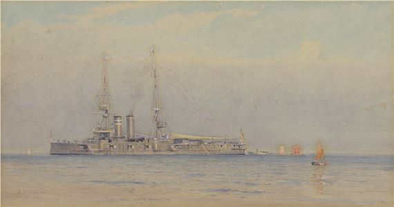 H.M.S. Hindustan by Alma Claude Burlton Cull, 1911