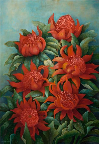 Red Waratah flowers by Renate Untaru
