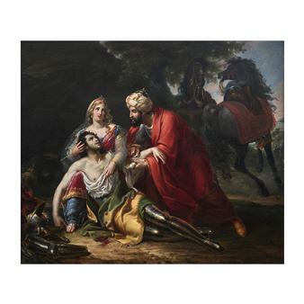 Le croisé blessé Tancrède est trouvé par Erminia pendant la bataille sans cadreunframed - Pietro Luchini