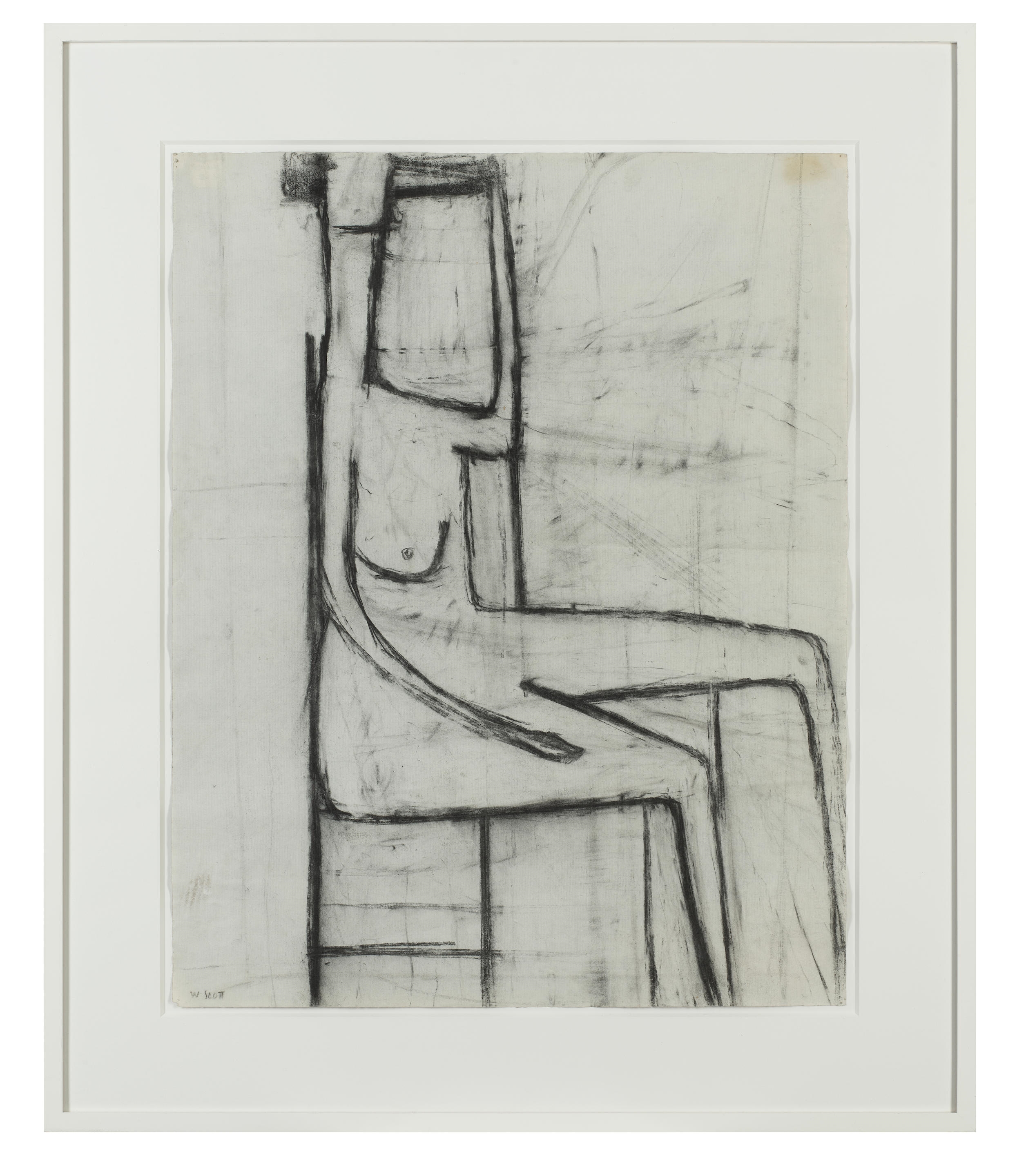 Artwork by William Scott, Seated Girl, Made of charcoal