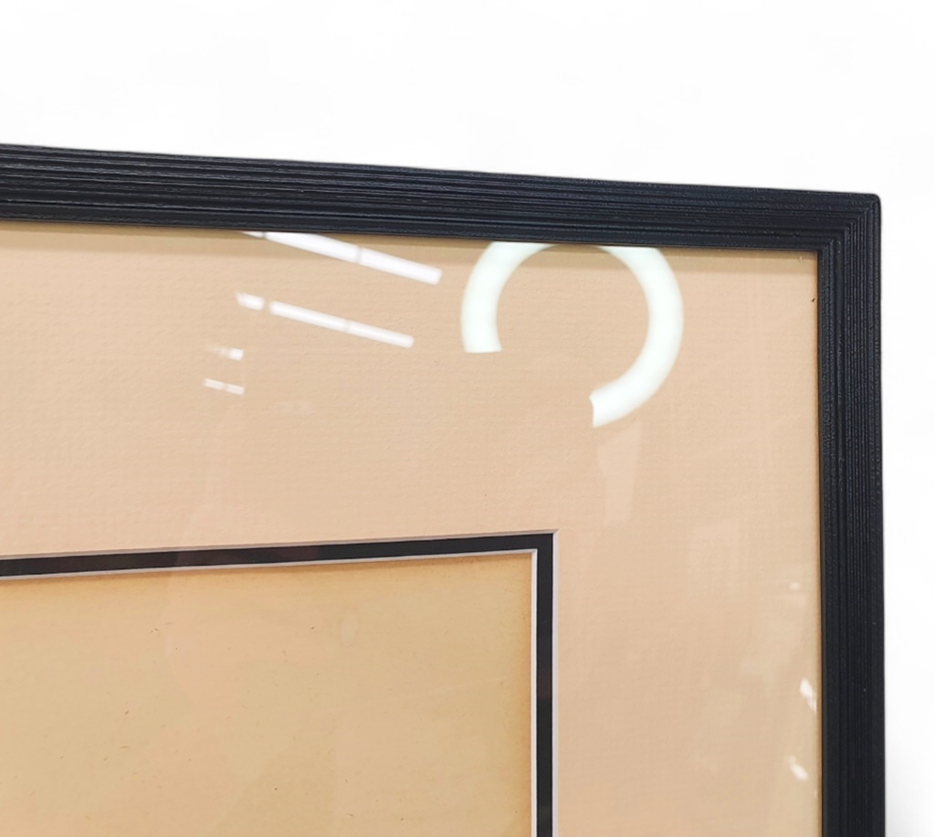 George Enslin | BLACK FRAMED LINOCUT OF A HARBOUR SCENE | MutualArt