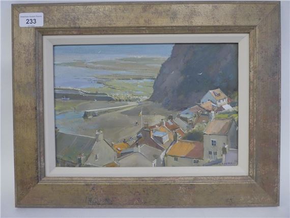DJ Curtis - a coastal village oil on board bears a signature & dated '03 7 by David Curtis, dated '03