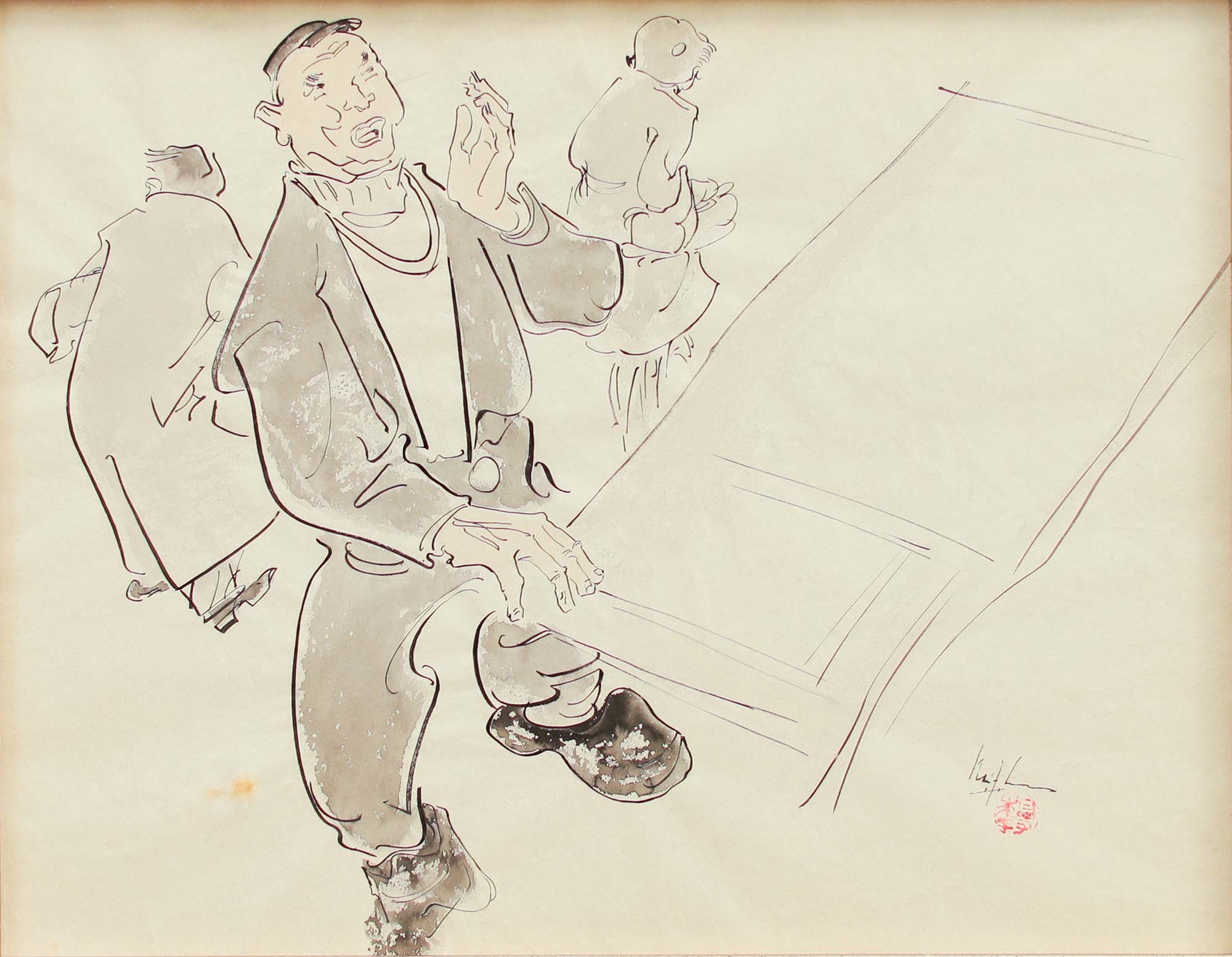 Artwork by Lee Man Fong, LEE MAN FONG | Trading (Berdagang, Made of Ink and watercolor on paper