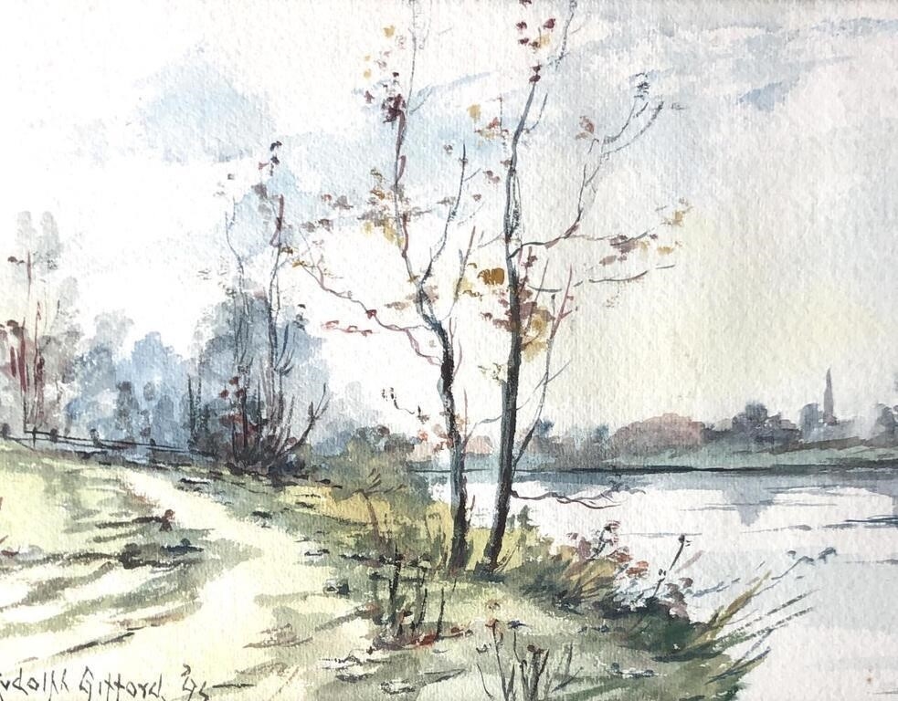 Rudolf Gifford | Late 19th C Riparian Watercolor Painting | MutualArt
