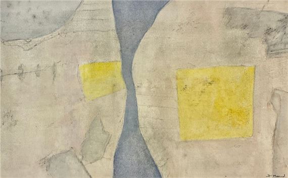 MORNAL (Fernand). "Composition. Gouache on paper, titled on the back, signed on the lower right corner, mounted under a white passe-partout. Size of mat: 30 x 40 cm; subject: 17 x 27 cm by Fernand Mornal