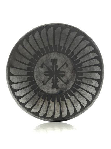 MARIA MARTINEZ & POPOVI DA SAN ILDEFONSO BLACKWARE POTTERY PLATE by Maria Montoya Martinez, Popovi Da, 1964