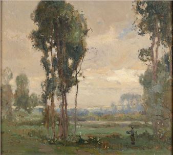 Mother and child in evening light - Frederick Milner