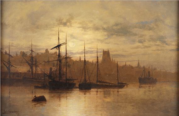 Moonrise on the Tyne by Louis Hubbard Grimshaw, (18)99