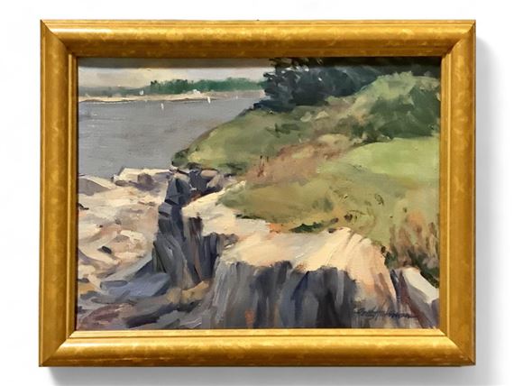 Original Painting of a Shoreline by Fritz Hoffman, 1930-2008