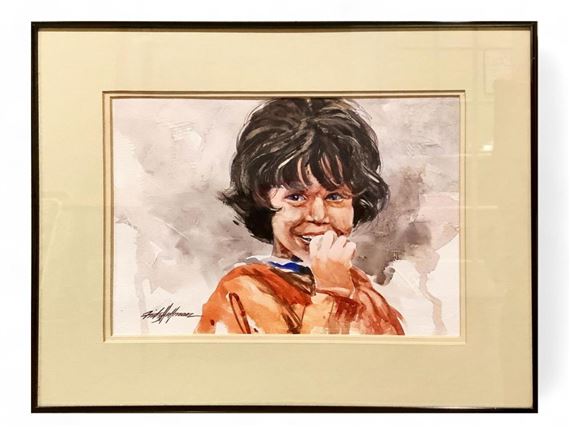 Original Signed Painting of Girl in an Orange Shirt