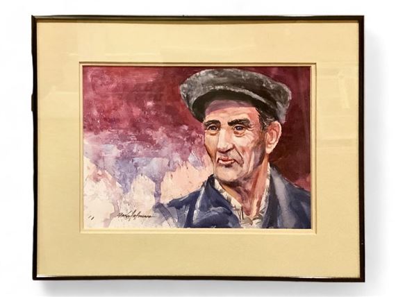Signed Original Painting Man with Hat