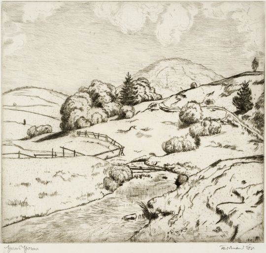 Schwarzwaldlandschaft mit Blick auf den Blößling bei Bernau by Hans Thoma, Ferdinand Dörr, 1910