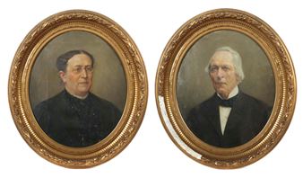 Porträts der Eheleute Nitze: Anna Nitze, und Eduard Emil August Nitze - Ernst Bischoff Culm