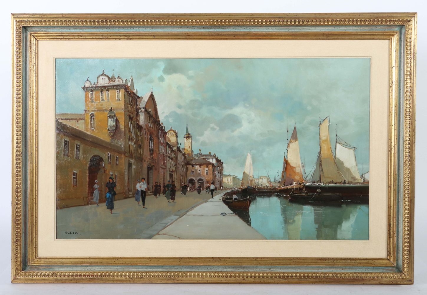 Artwork by Umberto Levi, Italienische Küstenstadt, Made of oil/canvas