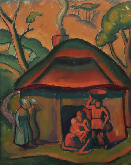 Familie vor der Hütte - Else Berg