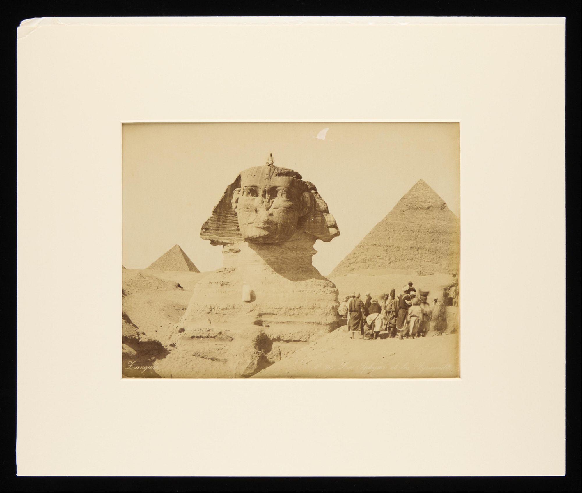 Artwork by Adelphoi Zangaki, Late 19th century albumen photograph print depicting the Great Sphinx and two of the pyramids of Giza, Made of albumen photograph print