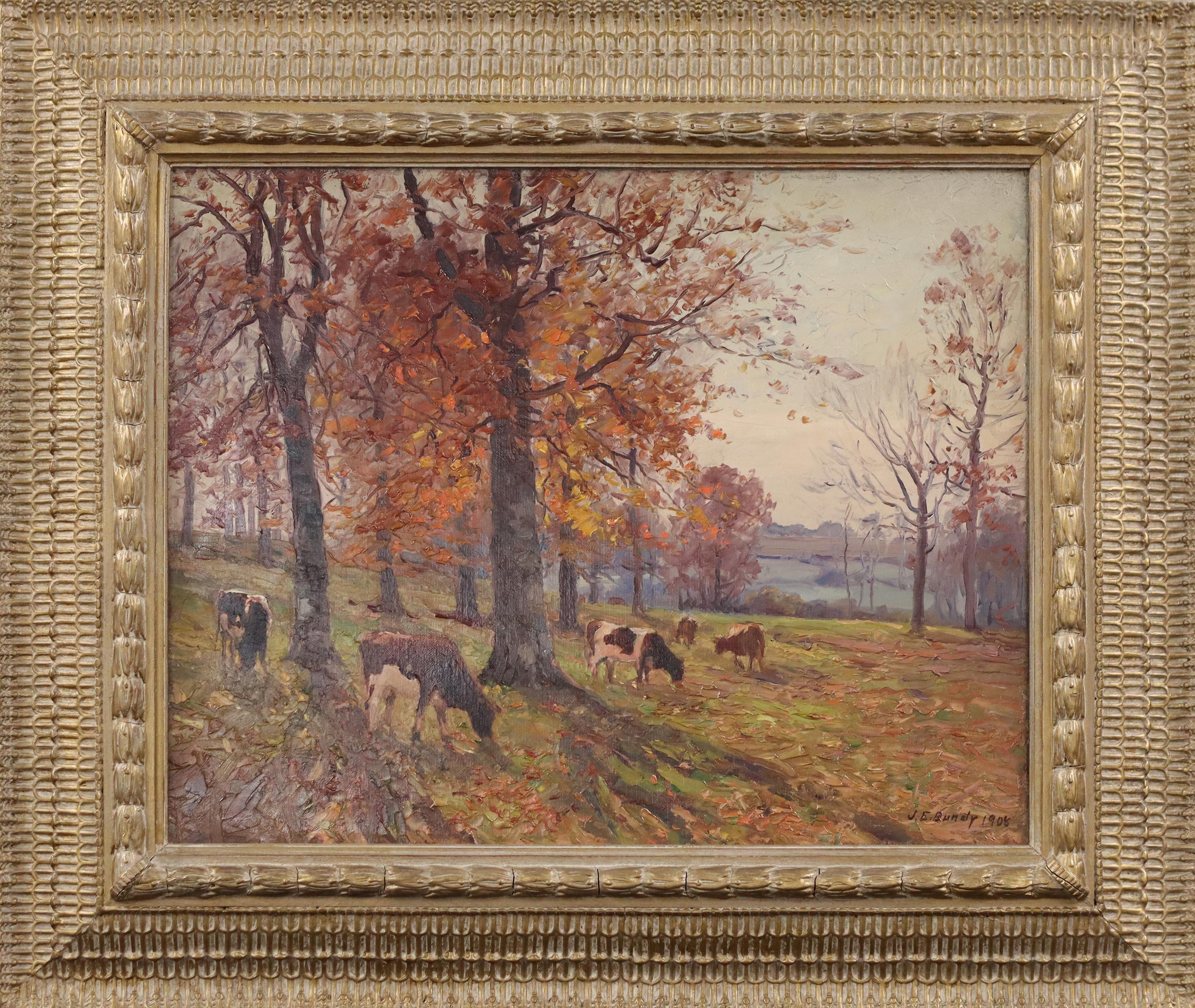 Artwork by John E. Bundy, Landscape with Cattle, Made of oil on canvas