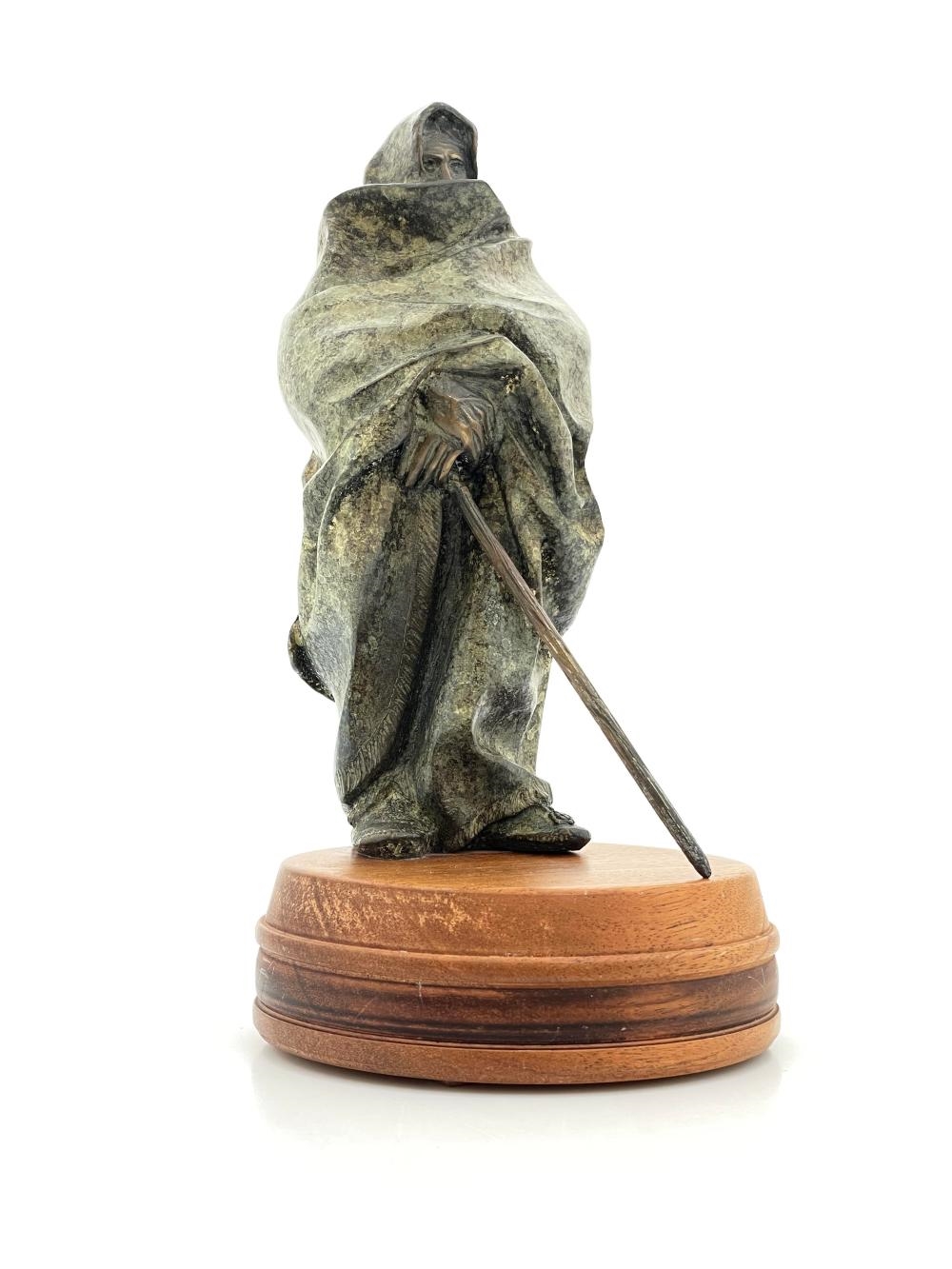 Artwork by Huberto Maestas, HUBERTO MAESTAS SHAWLED FIGURE BRONZE SCULPTURE, Made of BRONZE SCULPTURE