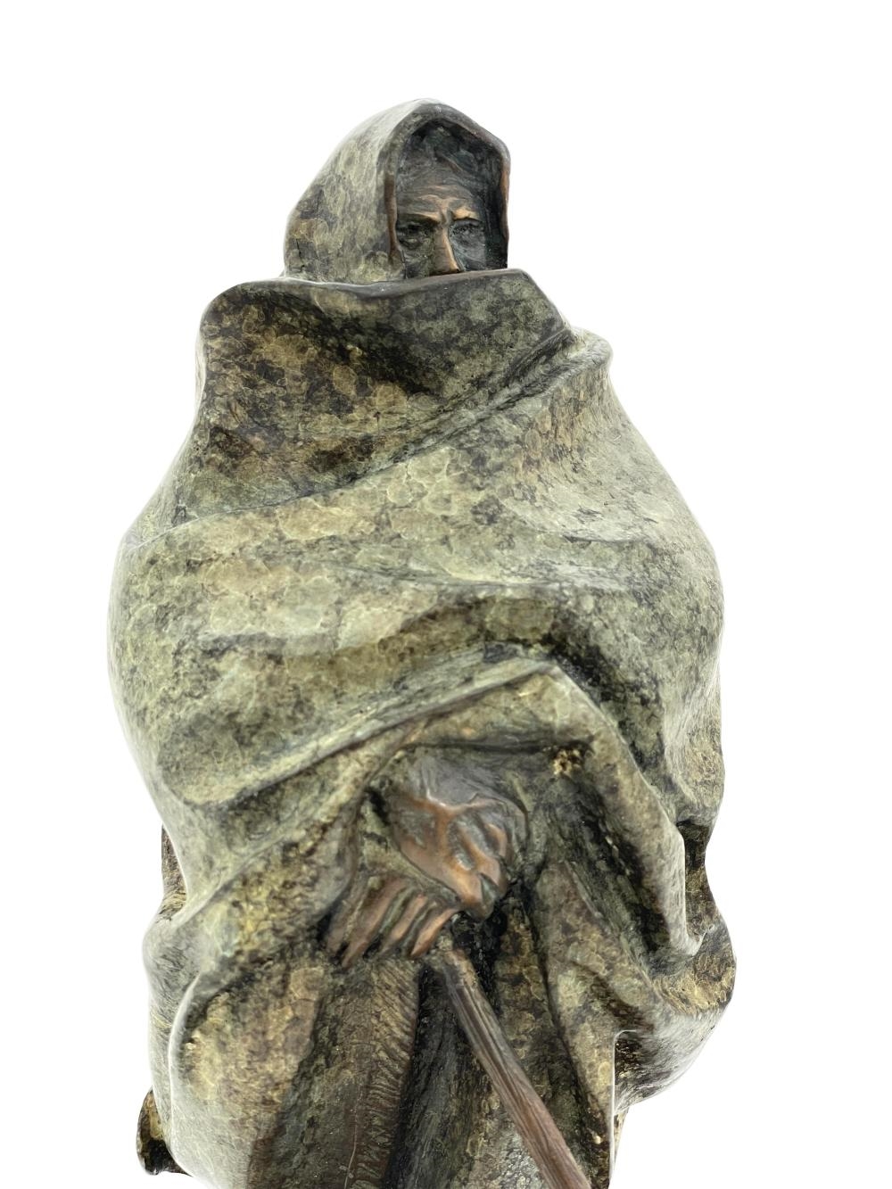 Artwork by Huberto Maestas, HUBERTO MAESTAS SHAWLED FIGURE BRONZE SCULPTURE, Made of BRONZE SCULPTURE