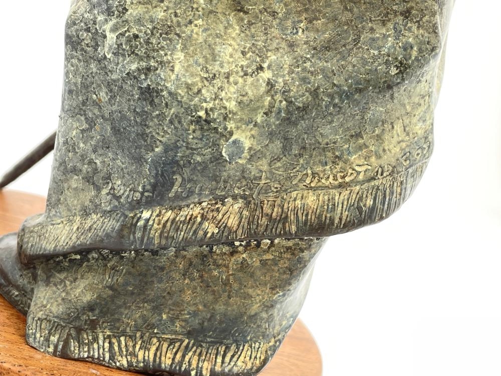 Artwork by Huberto Maestas, HUBERTO MAESTAS SHAWLED FIGURE BRONZE SCULPTURE, Made of BRONZE SCULPTURE